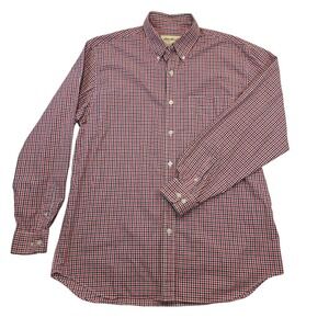 Eddie‎ Bauer Mens Button Down Plaid Shirt Medium Red Black Checkered Casual